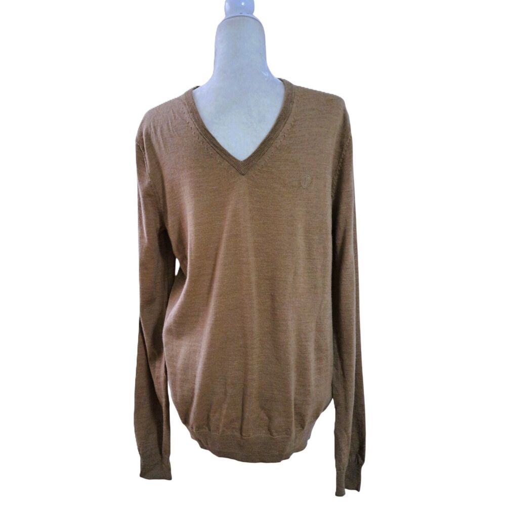 Plectrum Ben Sherman Men's Camel Long Sleeve Knit Merino Wool Pullover Sweater M